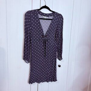 American Eagle Outfitters Small Blue & White Polka Dot Long sleeve Mini Dress